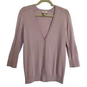Ladies Women’s Loft mauve orchid 3/4 sleeve knit cardigan SZ Large